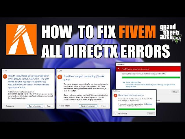 How to Fix FiveM has Stopped Responding (DirectX query), DXGI ERROR DEVICE REMOVED, FiveM d3d11.dll