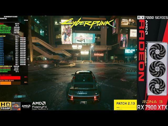 Cyberpunk 2077 Patch 2.13 Ultra Ray Tracing FSR + FG 1440p | RX 7900 XTX | R7 7800X3D