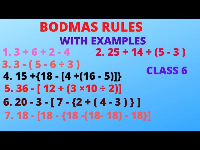 BODMAS rule with examples class 6