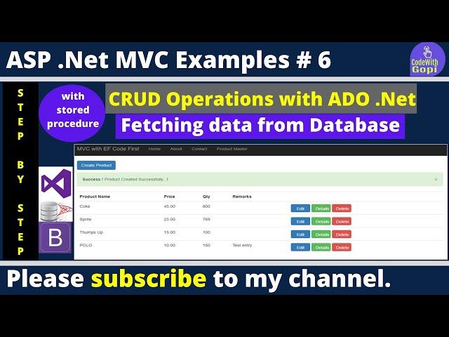 Fetching Data from database in Asp .Net MVC using ADO .Net | With Stored Procedures | MVC Examples