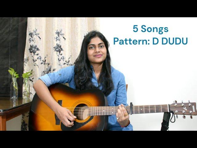 Hindi Songs Mashup | 5 Old + New Songs | 1 Pattern: D DUDU | Easy Open Chords | Guitar Cover