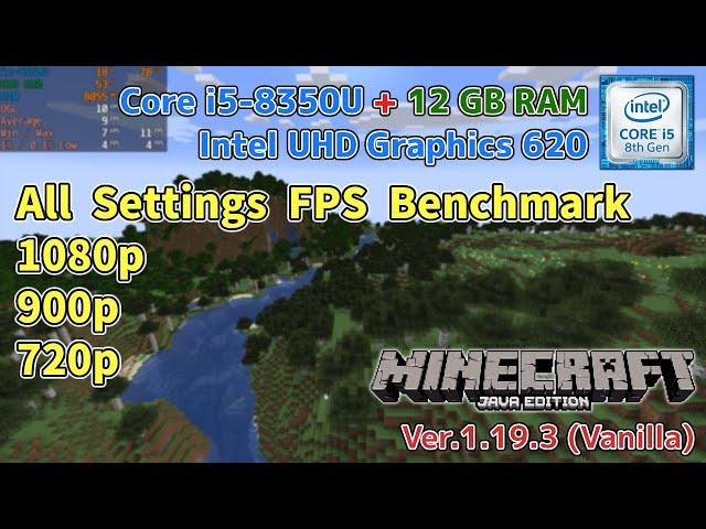 Core i5-8350U + UHD Graphics 620 | Minecraft JE 1.19.3 | 1080p, 900p, 720p All Settings