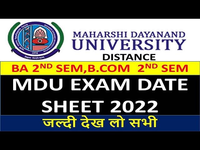 MDU DISTANCE B.A , B.COM  DATE SHEET 2022, MDU DATE SHEET 2022 || MDU ROHTAK DATE SHEET