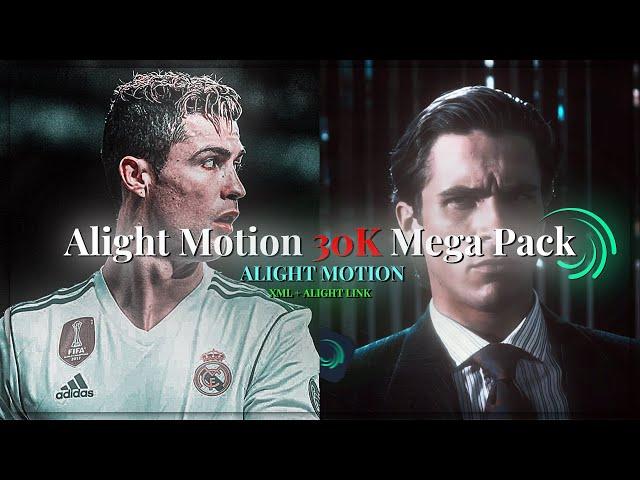 Alight Motion Mega 30K Pack | SHAKES , CC , TEXT ANIMATIONS , TRANSITIONS , GLITCHS… | XML & LINK