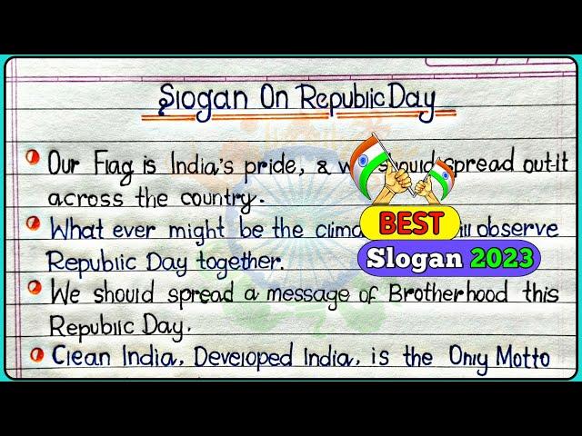 Republic Day Slogan 2023 In English || Slogan On Republic day 2023 || 26-January Slogan In English |