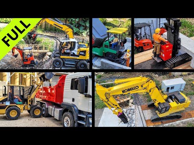 Bridge demolition and replacement. RC excavator Liebherr 918, Kubota U17, Kobelco SK1000D. FULL EDIT