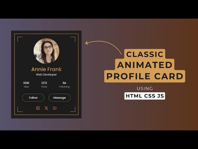 Animated Profile Card UI Design using HTML CSS & JS