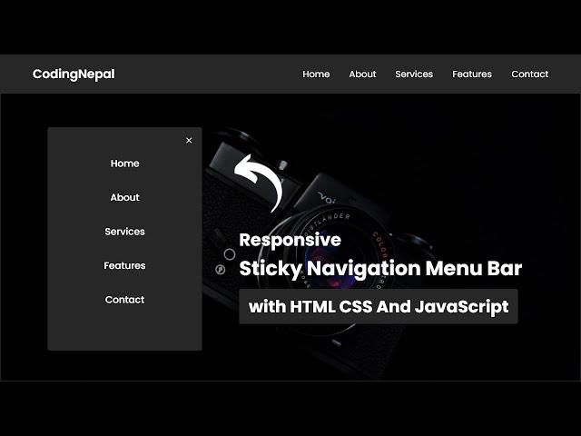 Responsive Sticky Navigation Bar using HTML CSS & JavaScript