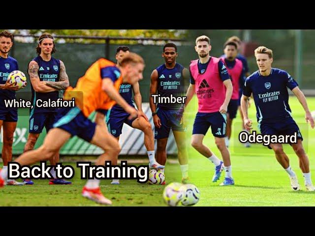 White & Odegaard Back Bukayo Saka, Timber, Calafiori, Zinchenko returns to arsenal training ground