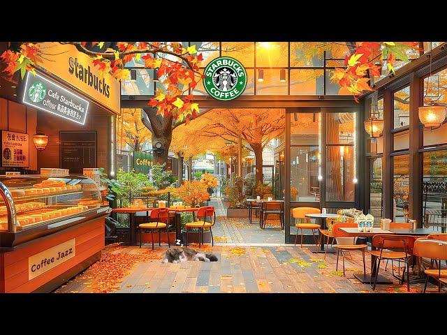 【作業用𝐁𝐆𝐌 カフェ】暖かい秋の予感 - 9月のスターバックスの音楽は優しい: Cozy morning Jazz Starbucks cafe shop music - 秋の朝を満喫してください。