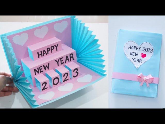 New Year card making handmade 2023 / DIY New year pop up greeting card || สอนทำการ์ดป๊อปอัพ2023