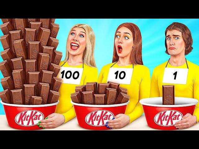 تحدي 1, 10 أو 100 طبقة من الطعام | معركة الصالحة للأكل Multi DO Challenge