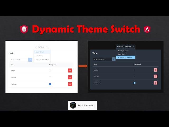 PrimeNG Dynamic Theme Change (using Dropdown contains multiple themes)