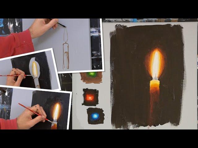 Painting glowing objects with acrylics.