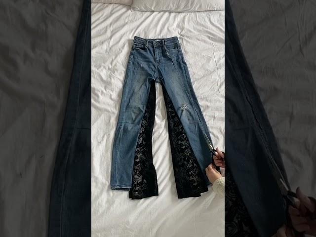 Turning skinny jeans into wide legs 