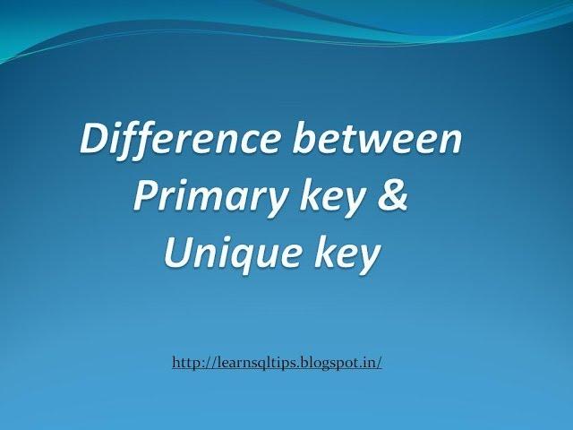 Differences between primary key and unique key - SQL Server Interview Questions