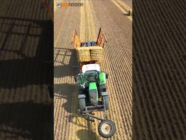 Tractor chasing bales #agriculture #shorts #britishfarming #fendttractor