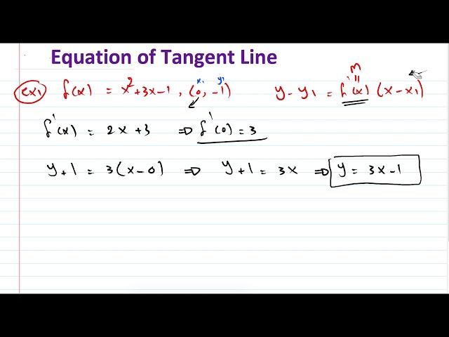 Eq of Tangent Line