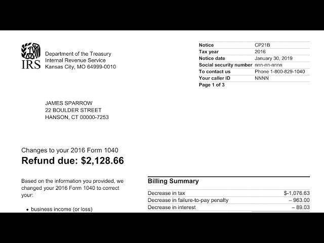 How to understand your CP21B Notice (Adjustment Notice, Tax Refund Due)