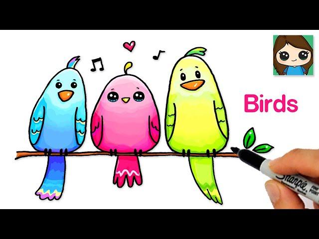 SUPER EASY How to Draw Birds Cute