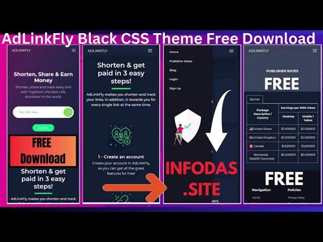 AdLinkFly Black css theme Free Download | URL shortener Theme Free | Black css theme adlinkfly