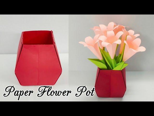 How to make a paper flower pot / origami flower pot/ DIY / Pasu Bunga Kertus / Maceta de papel