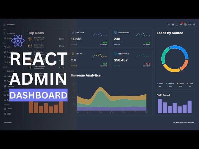 React Admin Dashboard Tutorial | Responsive React Admin Panel UI Design Course