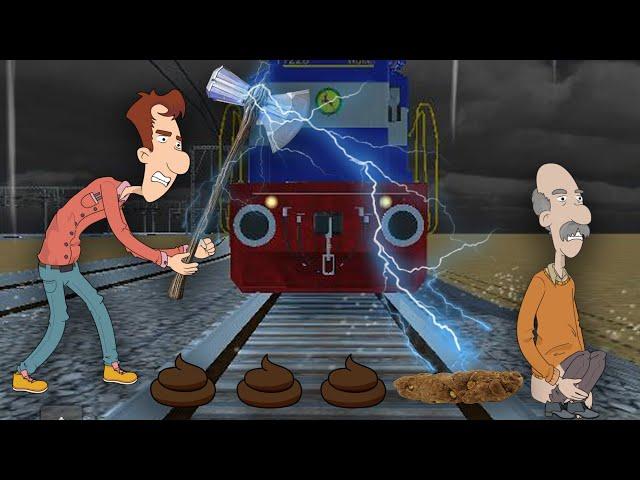 Motu Vs Potty Man STOPS The High-speed Train and escapes in Trainz Simulator يوقف القطار