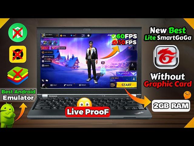 New Smart GaGa Lite Version Best For Free Fire OB47 Low End Pc (2025) Dual Core Pc Mai 60FPS | NO VT