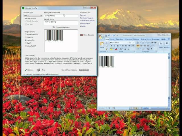 Creating UPC-A EAN-13 barcodes with Morovia FontPal