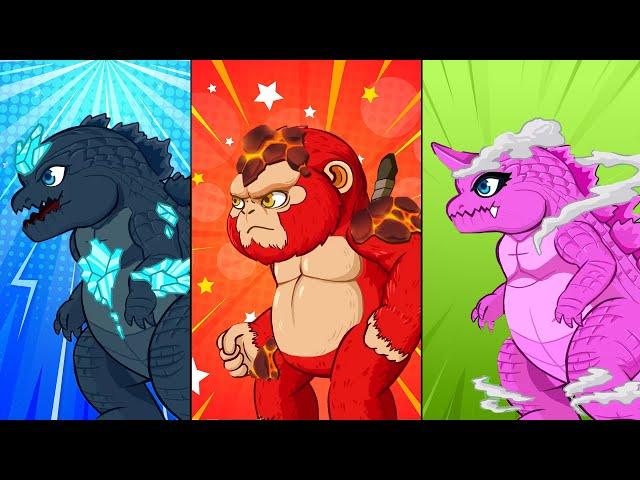 Evolution Of KONG & GODZILLA: POWER LEVELS UP UNLEASHED: Who Is King Of Monsters | Godzilla Cartoon