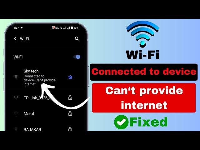 Fix Wi-Fi Connected to Device Can't Provide Internet | WIFI Connected But not Providing Internet