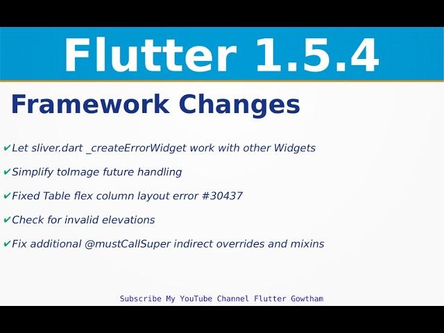 Flutter Framework Changes | Flutter 1.5.4 Release Updates | iOS | Web | Google I/O 2019