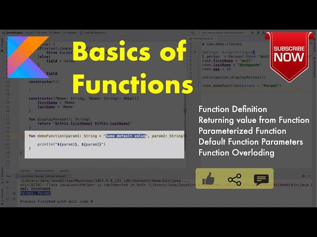 Basics of Functions : Kotlin Fundamentals Tutorial - Part 14