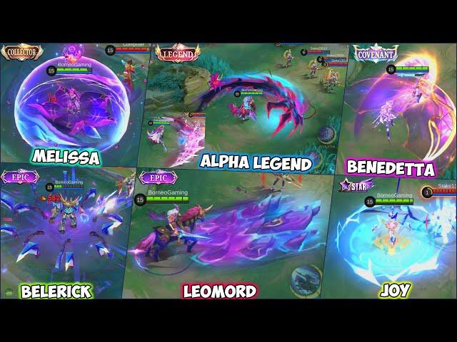 TANGGAL RILIS 7 SKIN BARU ALPHA LEGEND, COVENANT SKIN, MELISSA COLLECTOR, LEOMORD BELERICK EPIC