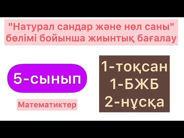 5-СЫНЫП | МАТЕМАТИКА | 1-ТОҚСАН | 1-БЖБ | 2-НҰСҚА | 5-КЛАСС