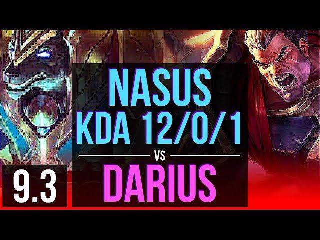 NASUS vs DARIUS (TOP) | KDA 12/0/1, 8 solo kills, Legendary | EUW Grandmaster | v9.3