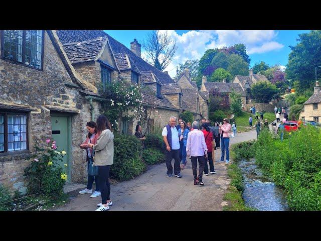 Is this the busiest COTSWOLDS Village??  Summer Day Walk in Bibury, ENGLAND