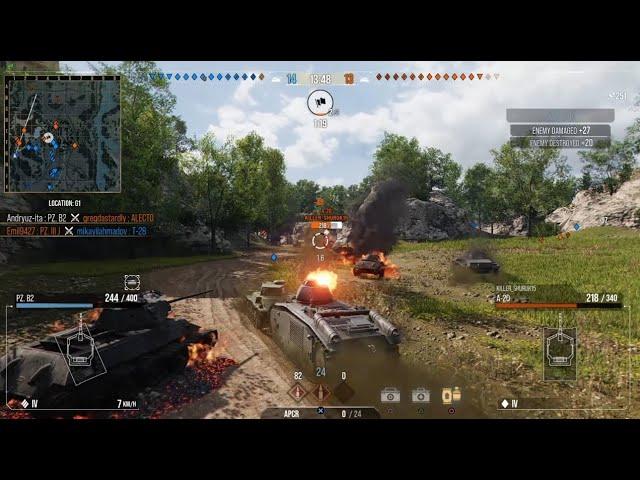 WOT CONSOLE PS4 / Pz.Kpfw. B2 740 (f) / Gameplay