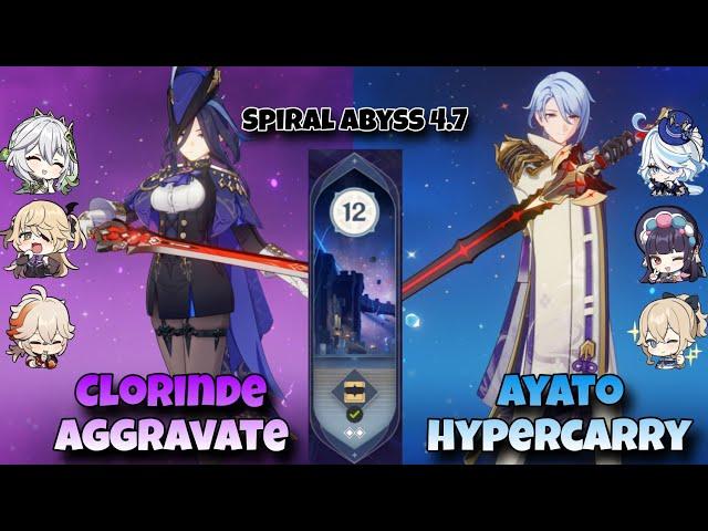 C0 Clorinde Aggravate and C0 Ayato Hypercarry - Genshin Impact Abyss 4.7 - Floor 12 9 Stars