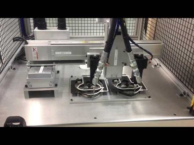 Automated adhesive dispensing with a 3-axis robot