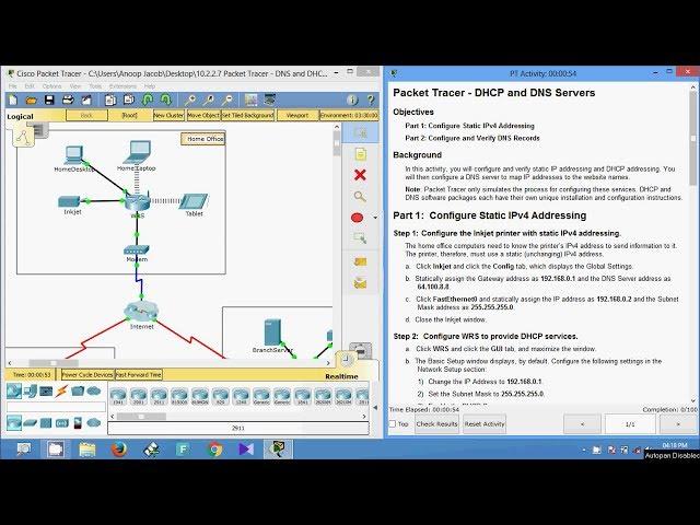 10.2.2.7 Packet Tracer - DNS and DHCP