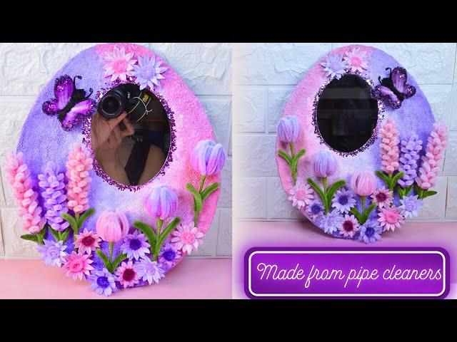 EASY DIY | Flower Mirror | Let's Decor Mirror with pipe cleaner flowers