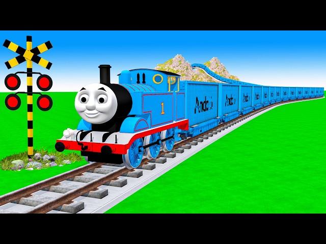 【踏切アニメ】あぶない電車 3 TRAIN Thomas vs Fumikiri 3D Railroad Crossing Animation #train