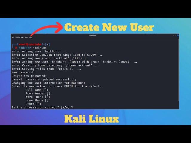 How to Create NEW USER on Kali Linux with SUDO PERMISSION
