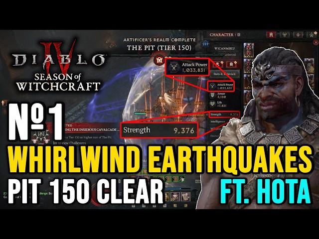 Top 1 Whirlwind Earthquakes Barbarian -⭐Pit 150 Clear⭐- Diablo 4 Season 7