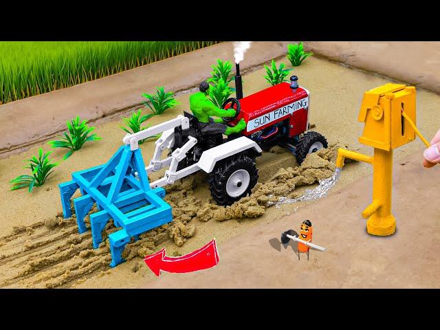 DIY tractor mini plough machine science project | diy tractor supply water pump diesel engine