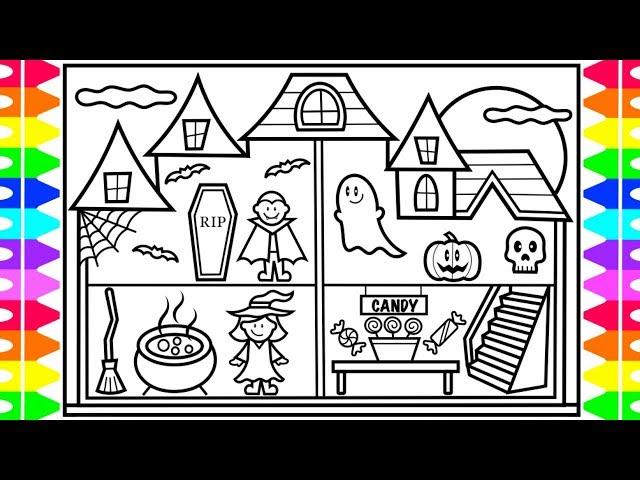 HAPPY HALLOWEEN  How to Draw Halloween Characters for Kids  Halloween Coloring Pages for Kids