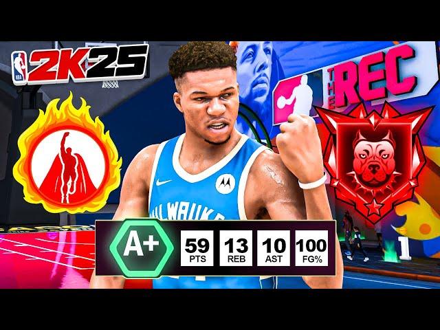 This GIANNIS ANTETOKOUNMPO "FREAK" Build is UNSTOPPABLE in RANDOM REC on NBA 2K25!