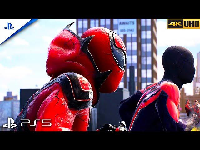 (PS5) Spider-Man 2 | NEW SUITS UPDATE | Carnage Alike Suit Vs Sand Man | [4K HDR 60 FPS] Gameplay